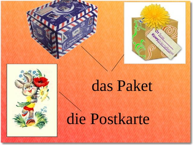 das Paket die Postkarte