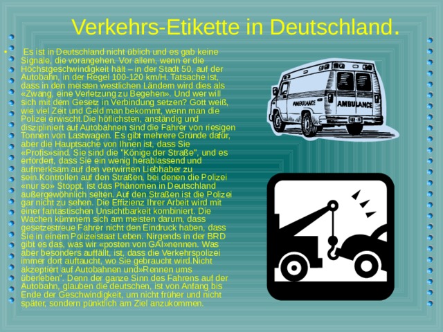 Verkehrs-Etikette in Deutschland .